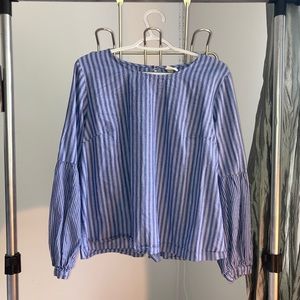Blue Striped Long Sleeve Blouse